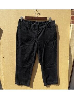 Ann Taylor Curvy Crop Pants Womens 6P 6 Petite Black Stretch Cropped Trousers